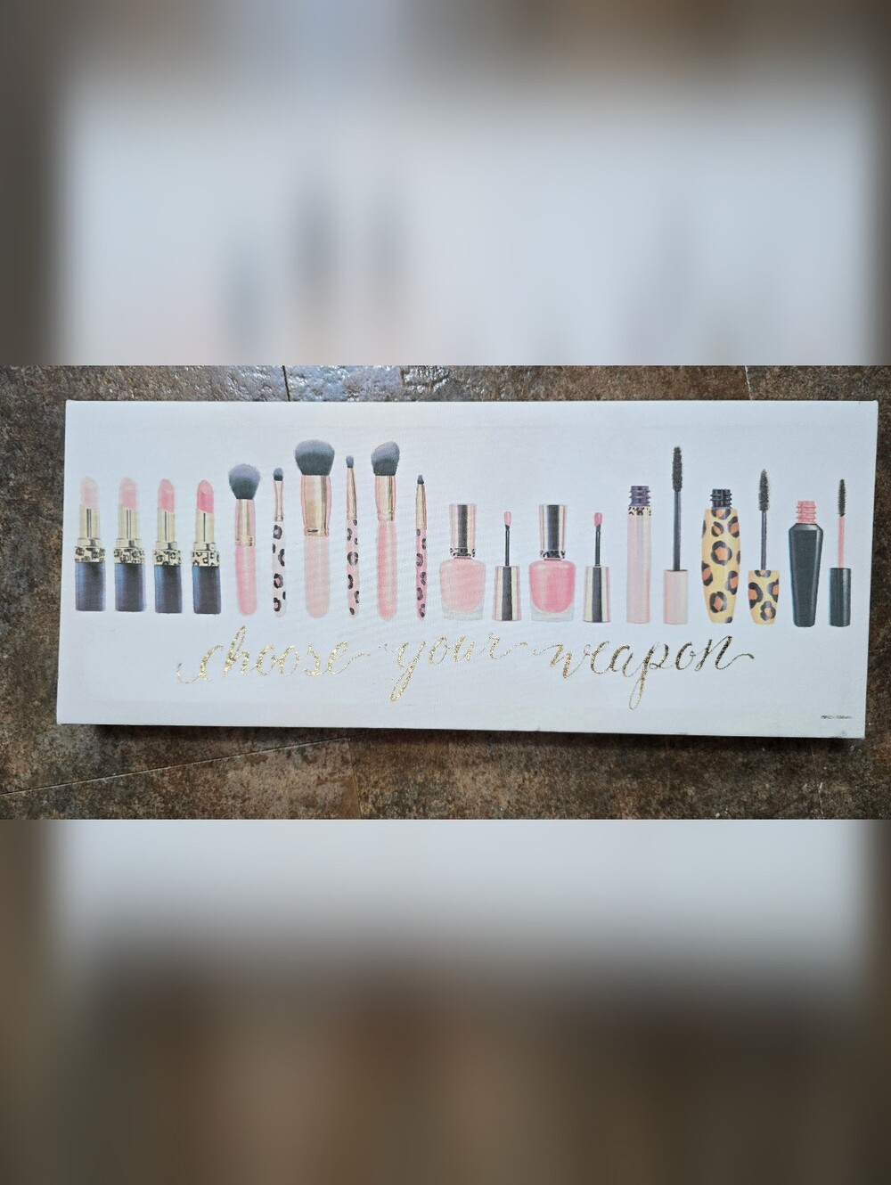 Canvas Wrapped, “Choose Your Weapon" Makeup Wall Picture  20 x 8
